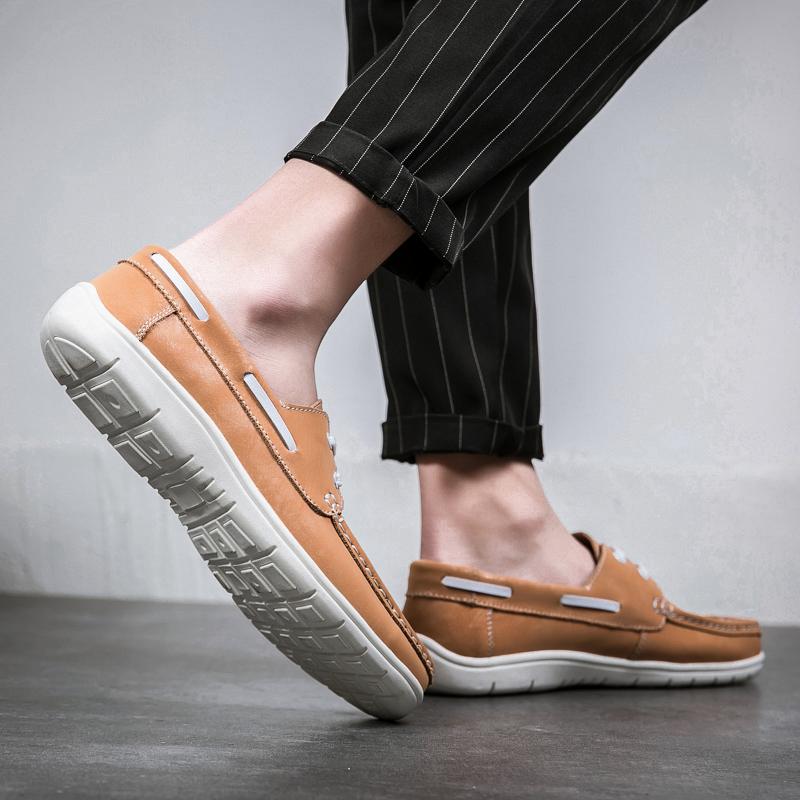 Spring Autumn Brand Mens Genuine Leather Shoes Flat Soft Mens Casual Shoes Fashion Male Footwear Black Brown