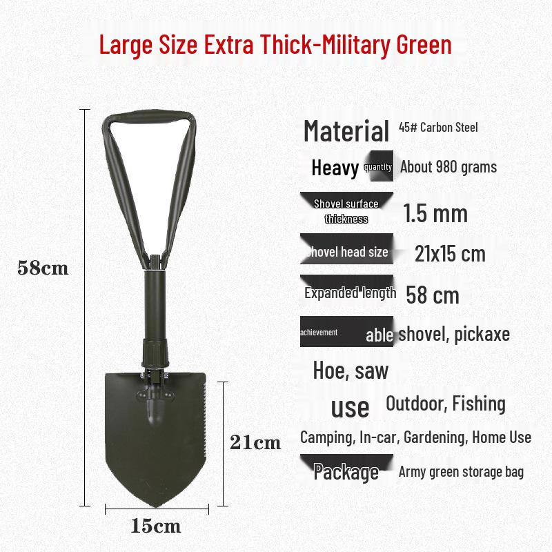 Pala Pieghevole Multifunzionale Portatile per Emergenze, Outdoor, Pesca e Giardinaggio