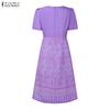 ZANZEA Women Summer Round Neck Casual Short Sleeve Print Dress