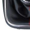 VW Golf V 03-08 Gear Shift Knob & Black Leather Gaiter with Red Stitching, Chrome Frame, 6-Speed
