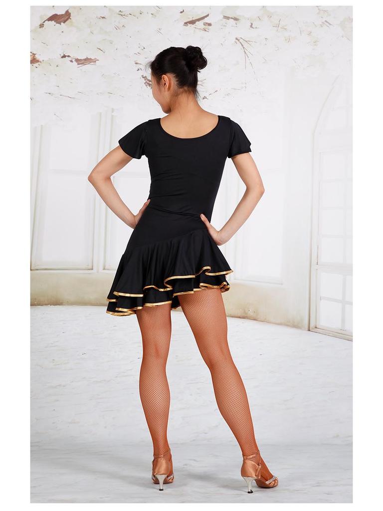 Women's Red Ballet Shoes and Milk Silk Leotard - Short Sleeve Latin Cha-Cha Dancewear