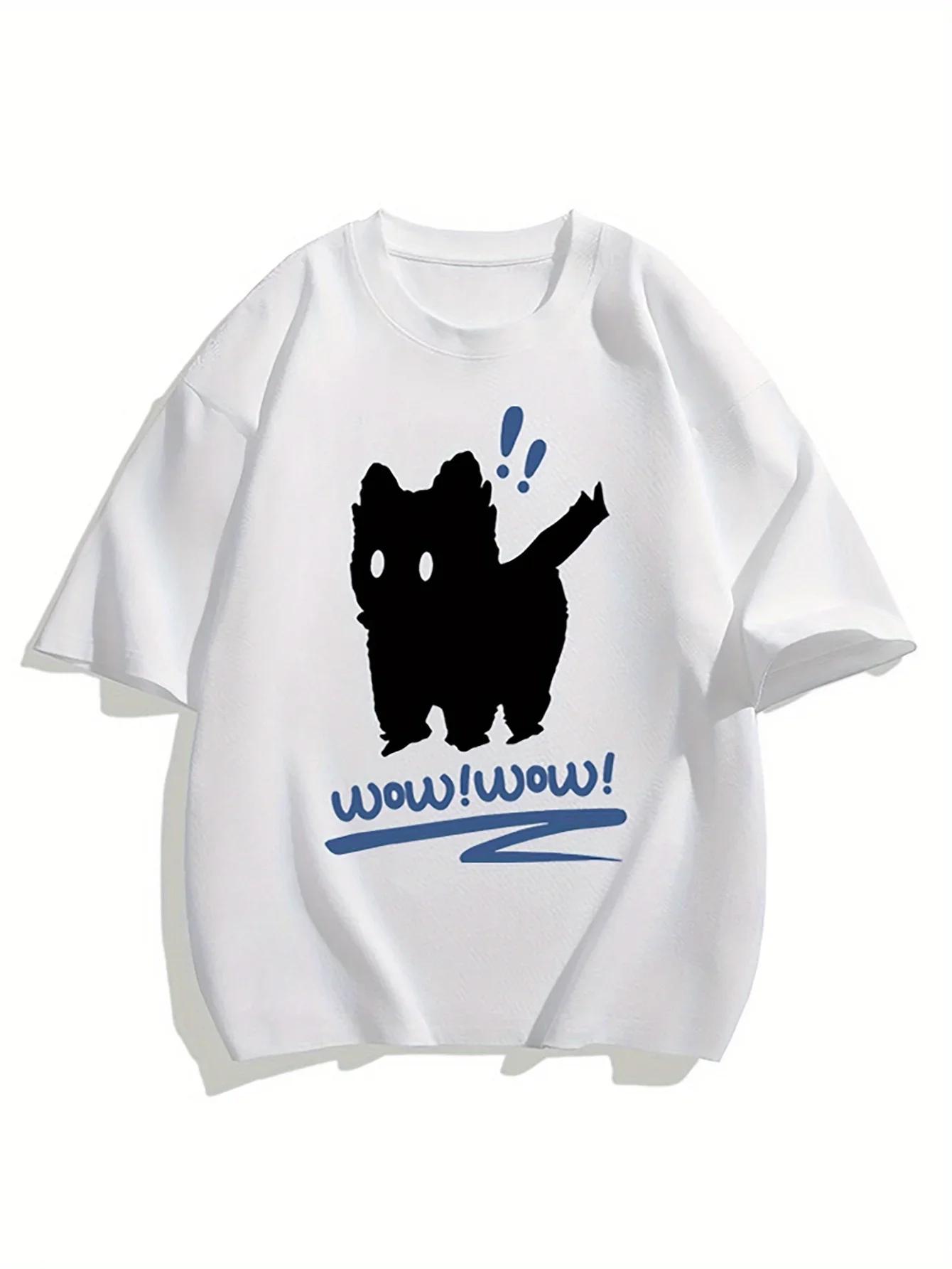 

Cute Short Sleeve Tshirt Cute Westie Dog Print Crew Neck Tee Minimalist Puppy Silhouette Graphic Casual Streetwear Top Unsex S