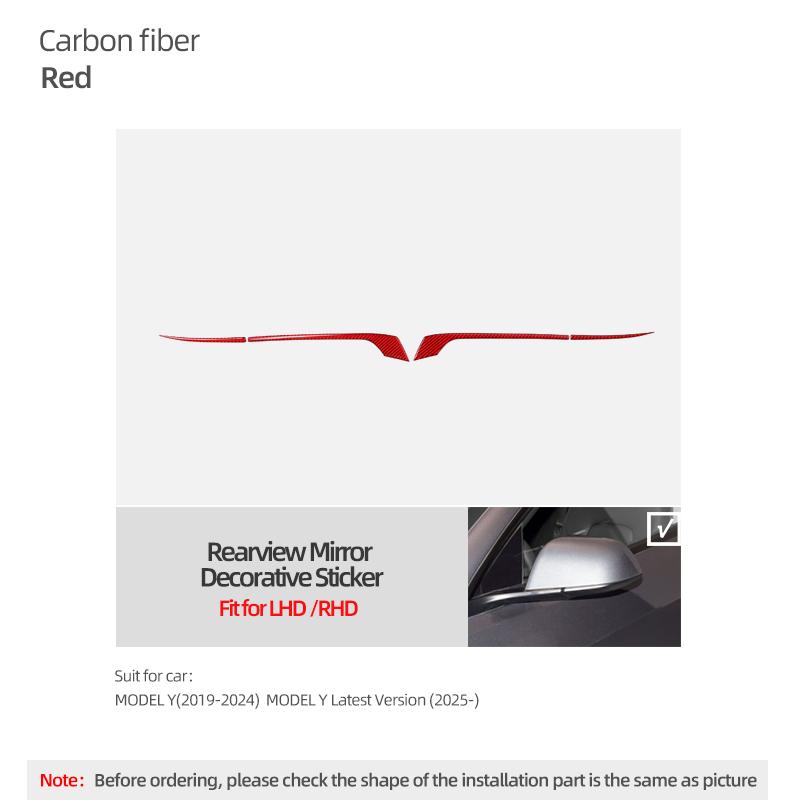 For Tesla Model 3 Highland 2026 Model Y Juniper Carbon Fiber Rearview Mirror Decoration Strip Protect Sticker Car Accessories