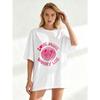 Black Oversized T Shirt Love More Worry Less Smiley Face With Hearts Print Casual Streetwear For Women Summer Outfits