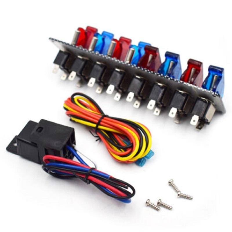 

Универсальная панель переключателя зажигания для гоночных автомобилей 12 В, комплект кнопок автоматического запуска двигателя, красная и синяя светодиодная панель переключателей