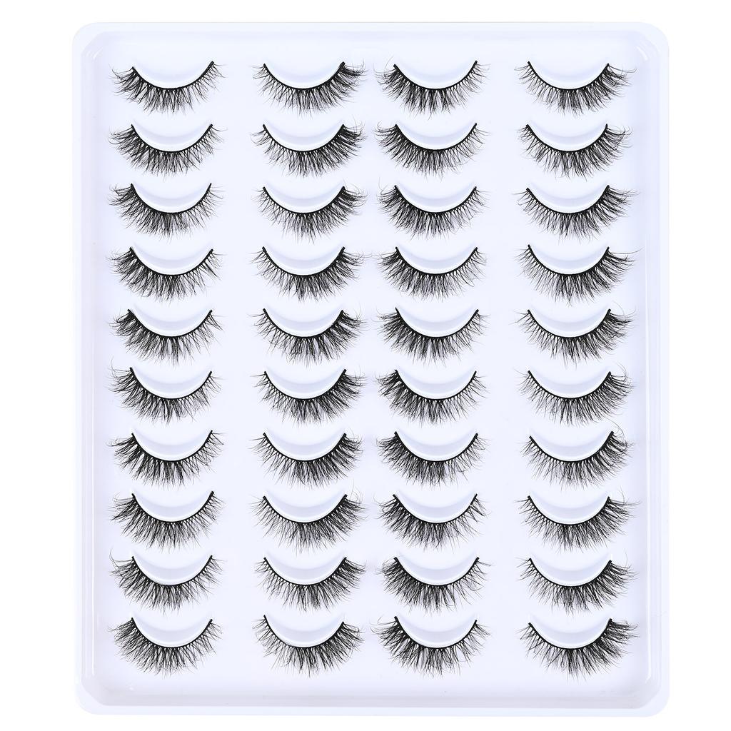 2026 False Eyelashes One Piece Natural Curl Pocket Sweet False Eyelash Tuft Women's Group Short 20 Pairs