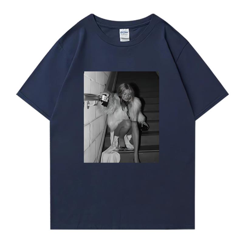 Fashion Kate Moss Vintage Graphic Street Hip Hop Short Sleeve T-shirts Men Women 100% Cotton Oversized Summer Tee Shirt Unisex