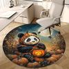1pc Halloween Pumpkin Panda Round Carpet Office Chair Mat, Non Slip Rug for Home Decor, Gift, Office, Living Room, Bedroom
