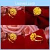 Delightful Adjustable Peony Flower Ring Crafted From Gold-plated Brass For Womens Fashion