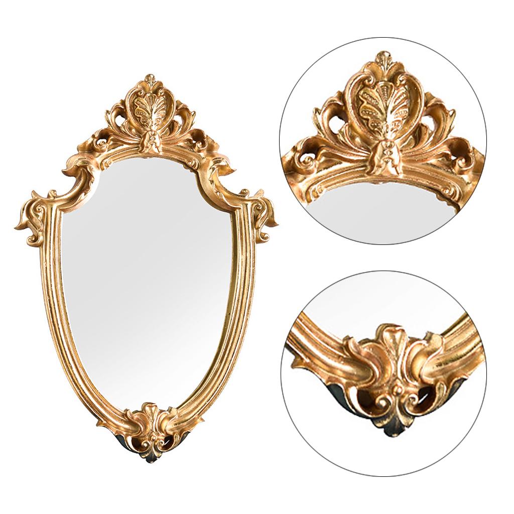 Gold Retro Makeup Mirror Wall Decoration Classical Tea Tray Decoration Decoration Wall Decoration Photo Props Table Bedroom