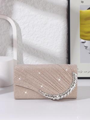 Elegant Pleated Clutch Bag for Socialite Banquets and Wedding Events