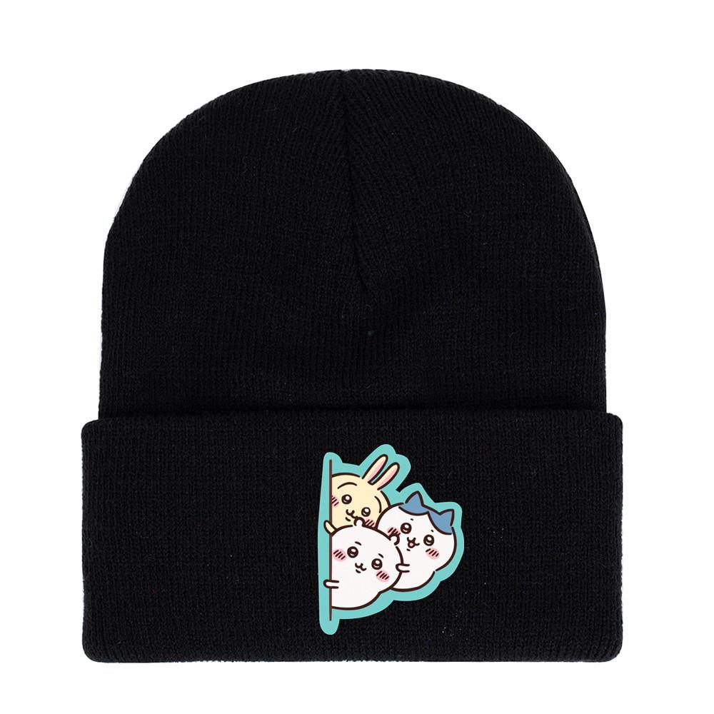 Usagi Chiikawa Round Top Dopamine Print Knit Hat For Animation Enthusiasts