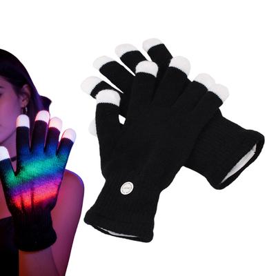 Fashion Party Led Rave Flashing Gloves Glow 7 Mode Light Up Finger Tip Lighting Black New Holiday