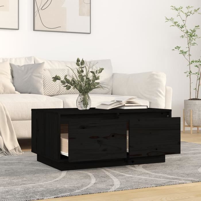 814443 vidaXL Coffee Table Black 80x50x35 Cm Solid Pine Wood