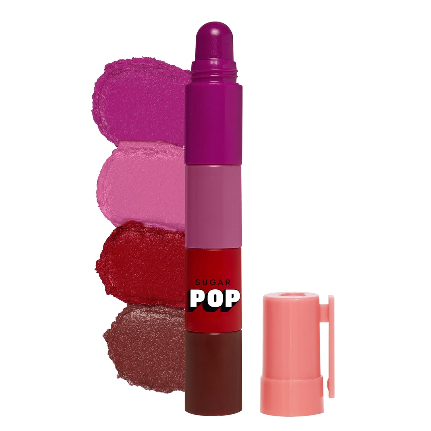 SUGAR POP 4 in 1 Lip Twist Stackable Satin Matte Lipstick Travel Friendly Multi Use Makeup Pen Set For Women 6.4g Pack Of 1