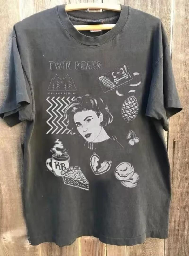 2026 Sweating Breathable T-shirt Street Wear Extra Large Loose Casual Summer New Women s Retro Twin Peaks T-shirt S