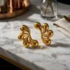 Fashion Stainless Steel Flower Water Drop Petal Stud Earrings for Women Classical Floral Earrings Party Jewelry Gift