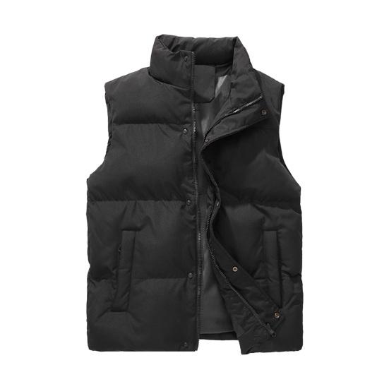 Men Windproof Vest Stand Collar Sleeveless Button Zipper Closure Waistcoat with Pockets Solid