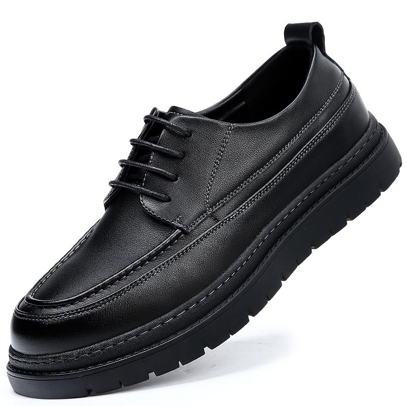 

Мужские кожаные туфли на платформе для отдыха на открытом воздухе, деловые мужские черные туфли для платья, повседневные туфли для свадебной вечеринки, на шнуровке, удобные мужские туфли 44 чёрный