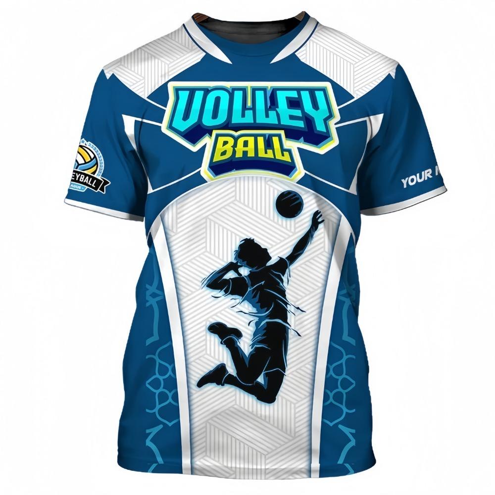 Tricou Sport Bărbați cu Imprimeu 3D Volei, cu Mânecă Scurtă, cu Uscare Rapidă, pentru Antrenament în Aer Liber, Personalizabil, Confortabil