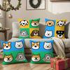 Cartoon Simple Lines Dog Pillow Case Anti-dustmite Pillowcase Invisible Zipper Silky Short Plush Sofa Cushion Cover