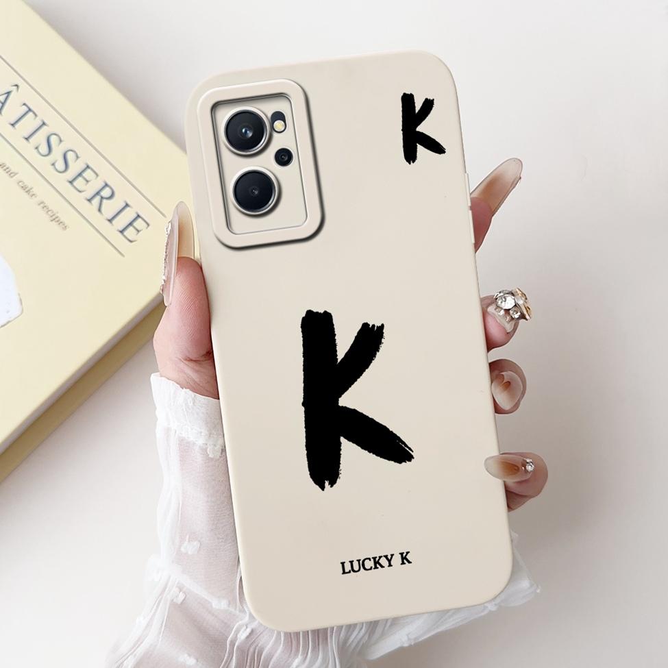 For Realme 9i 4G RMX3491 Cover For Realme 9i 4G Case Simple Fashion Luxury Letters A-Z Pattern Design Silicone Shockproof Bumper
