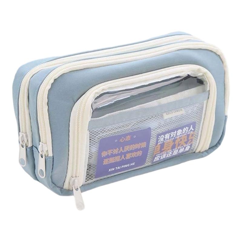

Multi Layered Pencil Case High Capacity Pencil Bag Marker Organizers Pouches Art Supplies Pouches Travel Cosmetic Bag синій