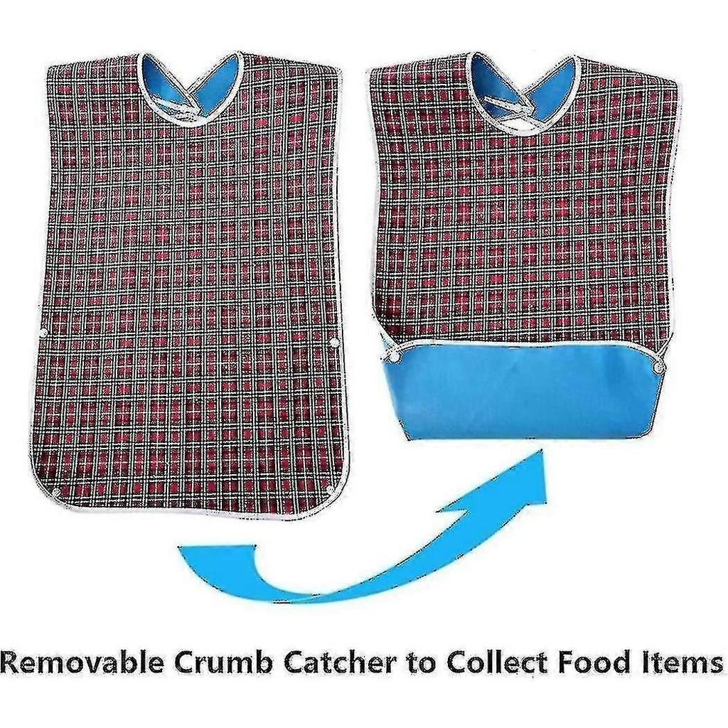 3 Pack Adult Bibs With Crumb Catcher - Washable Adult Dining Bib, Large Adult TAO