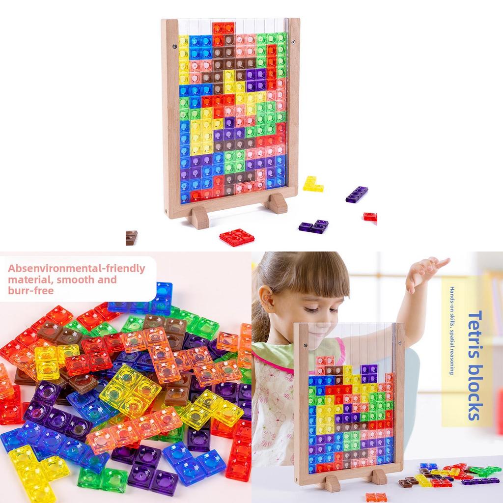 Wooden Tetris 3d Puzzle Blocks For Kids Educational Toy With Brain Development For Early Learning