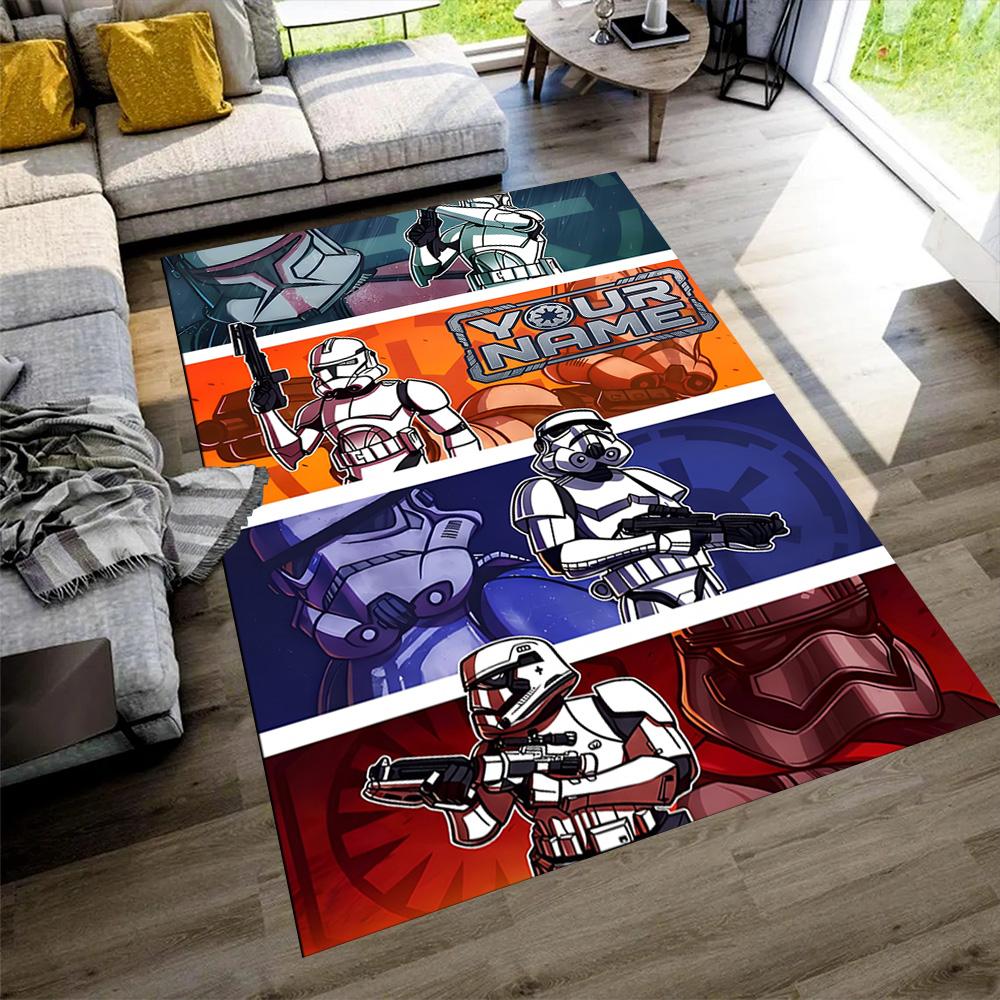 Star Wars Customize Your Name Area Rug Perfect for Balcony Dormitory Bedrooms Playrooms Anti-slip Rug Anime Office Decor Gift for Festivals