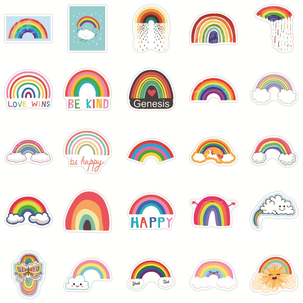 50 Waterproof Rainbow Graffiti Stickers for Suitcases, Notebooks, Scooters, and Phone Cases