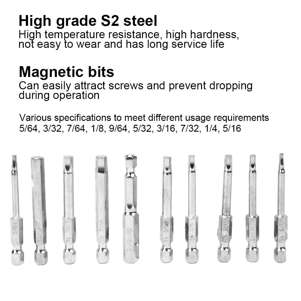 10PCS Hex Shank Screwdriver Bits Magnetic BST Bits 018 60mm Length
