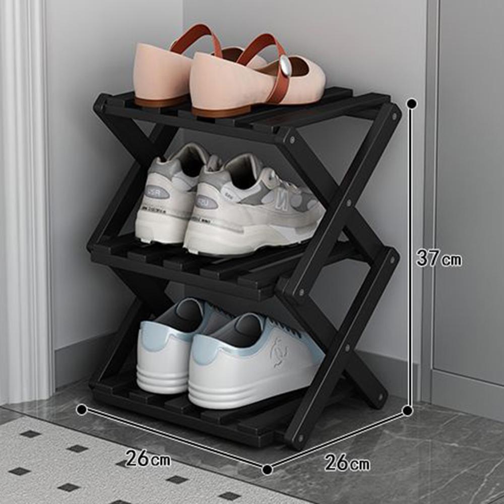 

Folding 3-Tier Shoe Rack Entryway Storage Holder Shoes Organizer for Indoor Corner C