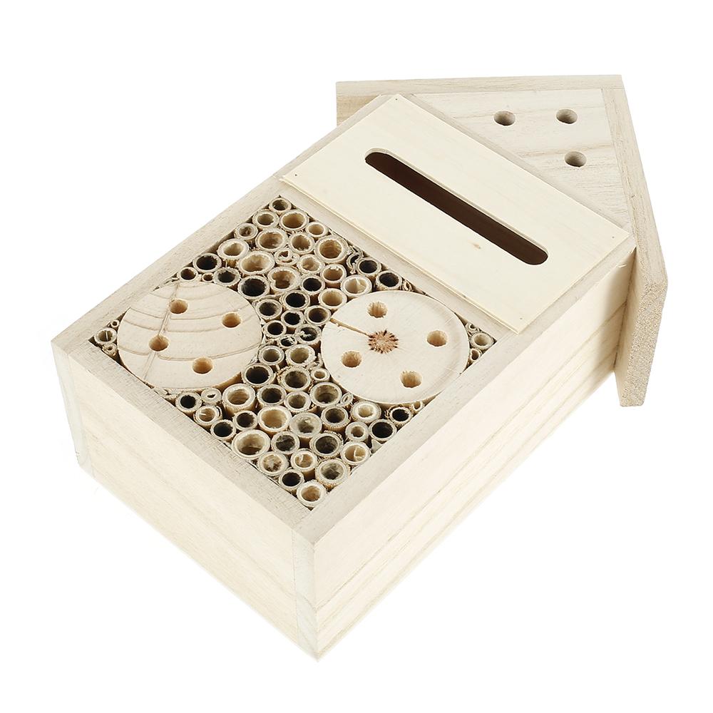 Wooden Insect Bee House Butterfly House Insect Hostel Garden Outdoor Hanging Hive House Natural Wood Bug Shelter Nest Box