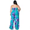 MY900 Plus Size Womens Sleeveless Knit Jumpsuit With Floral Print Rose Red Blue Breathable Milk Silk Fabric Straight Leg 2025 Collection