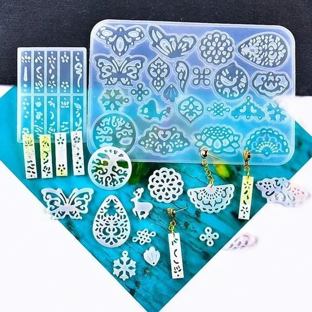 DIY Craft Epoxy Resin Molds for Jewelry Making - Transparent Silicone Moulds for Crystal Earrings And Necklace Pendants