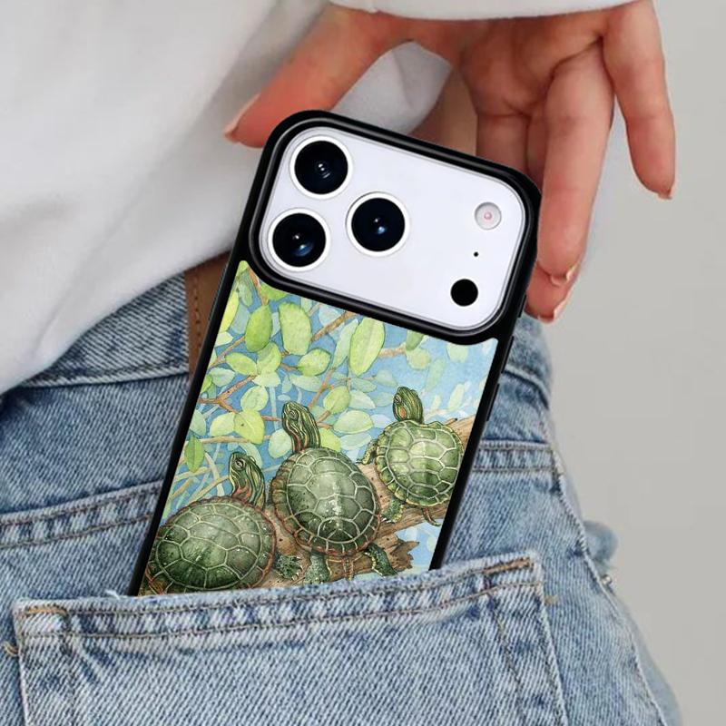 Cute Turtles Painted Phone Case for iPhone 16e 15 14 13 12 17 Pro Max Plus Air 17pro Cover Coque