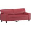 2 Seater Sofa Burgundy Red 140 cm Faux Leather