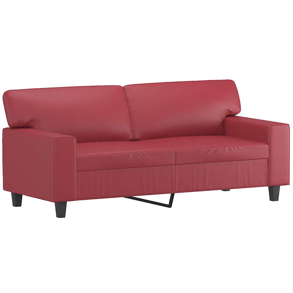 2 Seater Sofa Burgundy Red 140 cm Faux Leather