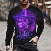Fashion Jesus Cross Pattern T Shirt For Men 3D Lion Print Long Sleeve T-shirt Hip Hop Trend Vintage Clothes Oversized Cotton Top