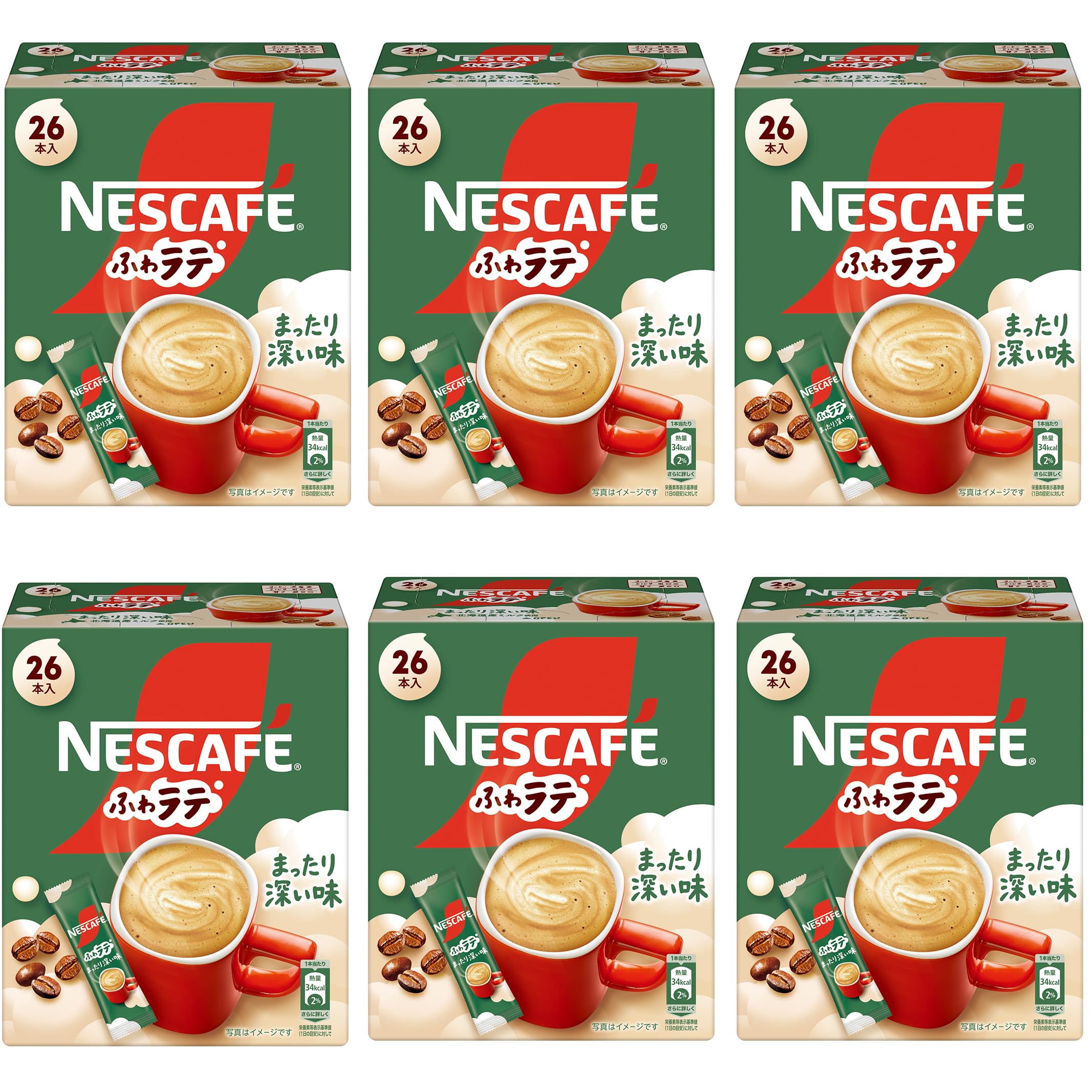 

Nescafe Fluffy Latte Relaxing Deep Flavor 26P x 6 Stick Cafe Individually Wrapped Boxes, Coffee, Latte,