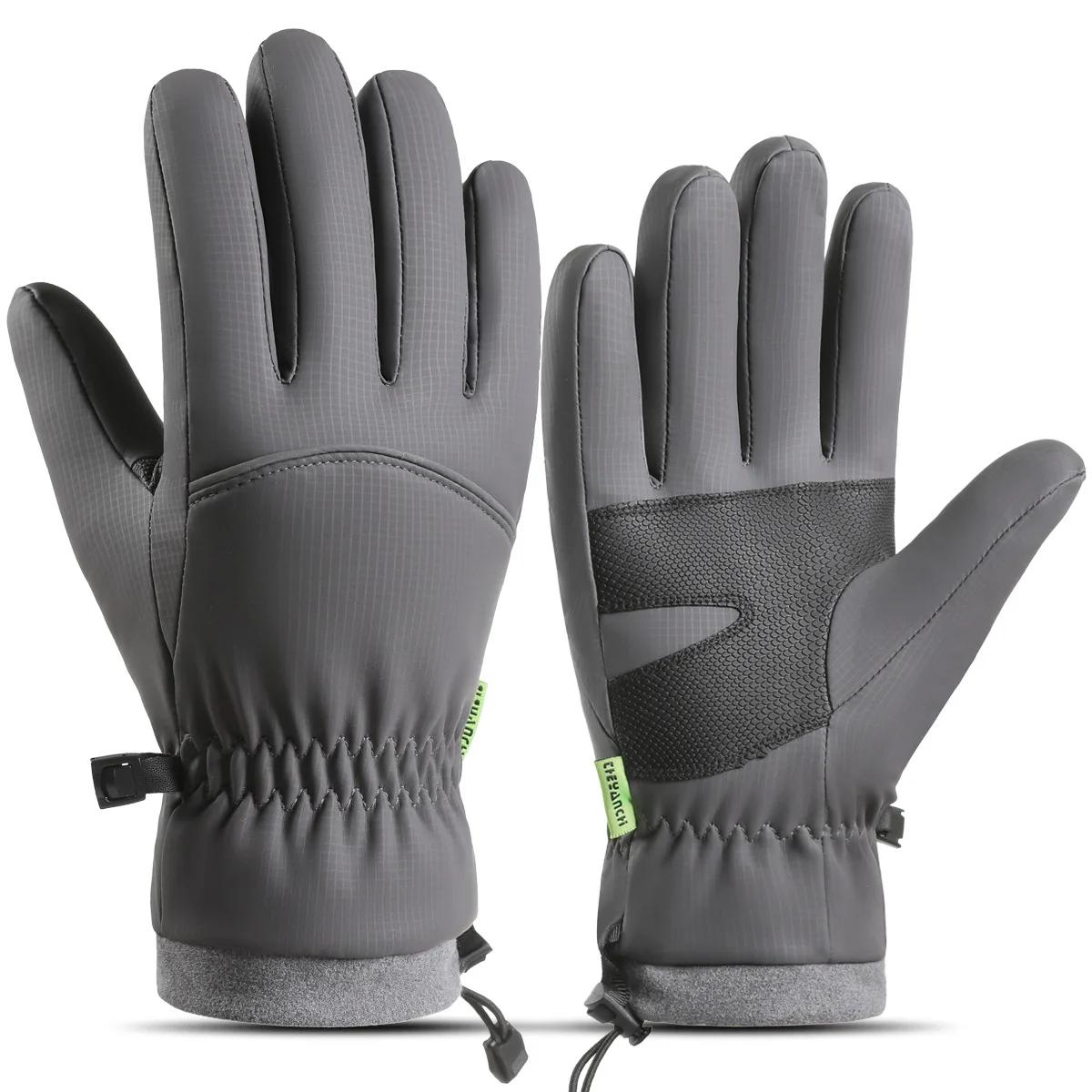 

ZHUOHUA Winter Waterproof Ski Snow Warm Gloves for Women Men, Windproof Cold Weather Thermal with Touchscreen All Fingers XL сірий колір