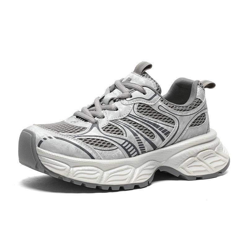 

Thick-soled heightening dad shoes women s autumn new leather mesh breathable small casual sports shoes 40 серый