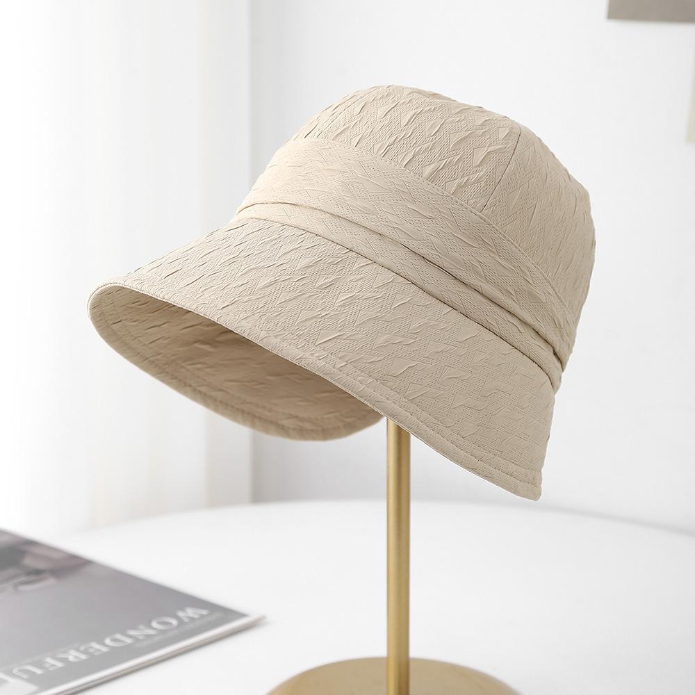 Folded Face Small Bucket Hat Women's Spring and Summer Versatile Sunshade Cap Casual Travel Plain Face Cover Basin Hat