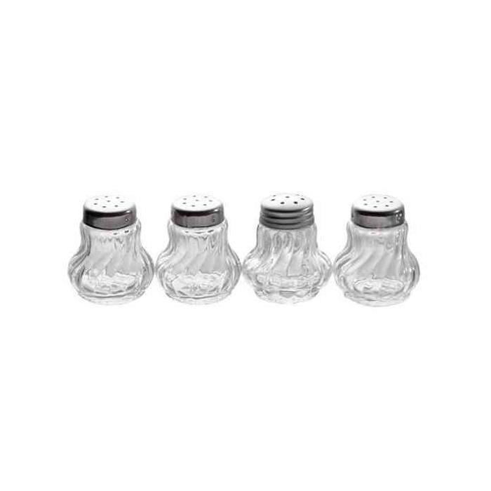 Mini salière/poivrière, set de 4, verre/acier inoxydable