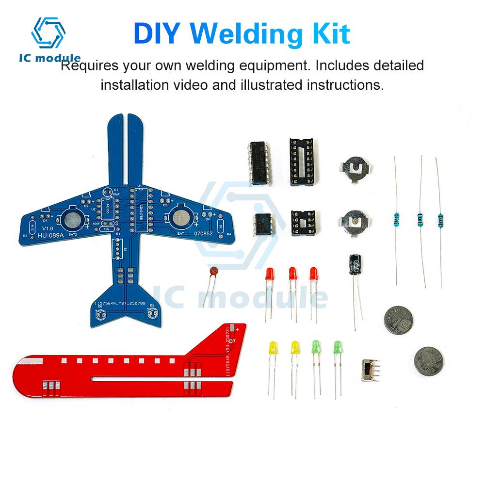 Kit Elettronico Fai da Te Luce a LED Flusso Modello di Aeroplano Kit di Saldatura Elettronica Pratica Kit di Assemblaggio Scienza Elettronica