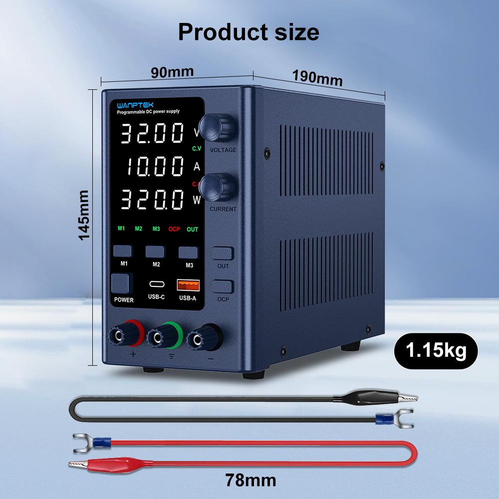 Laboratory power supply 32V 10A adjustable DC power supply with three sets of data storage With USB and Type-C fast charging