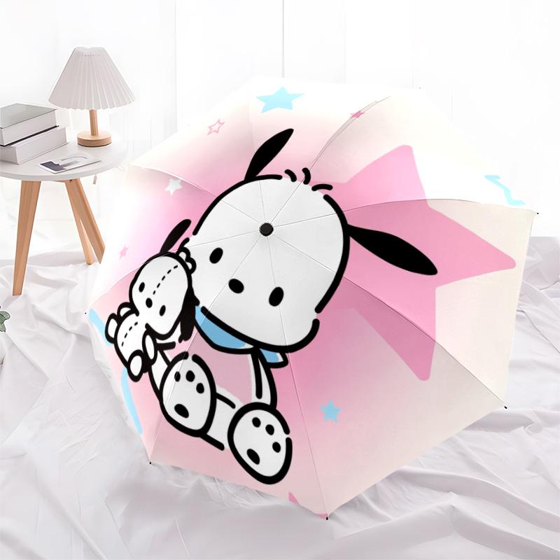 Cute Pochacco  pattern, automatic folding umbrella, portable and foldable design, 8 ribs, a Christmas or birthday gift.