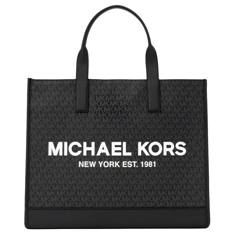 MICHAEL KORS COOPER Brand Logo Classic Coated Canvas Artificial Leather Tote Bag Men s Black чёрный