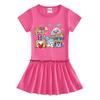 Sommerliches Koreanisches Cartoon-Mädchen-Kurzarmkleid mit gefaltetem Rüschenrock